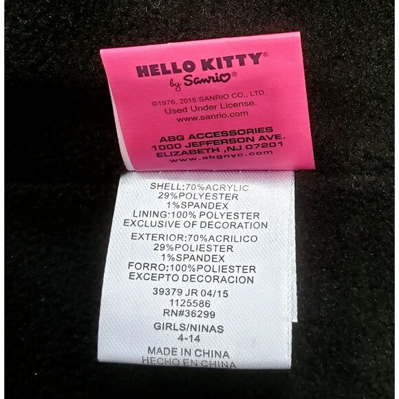 Hello Kitty Earflap Beanie Hat Sanrio Knit Cap Pink Black Cat Kids Girls 4-14 - Picture 6 of 8